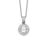 Synthetic Cubic Zirconia (CZ) Solitaire Pendant Necklace in Sterling Silver with Chain